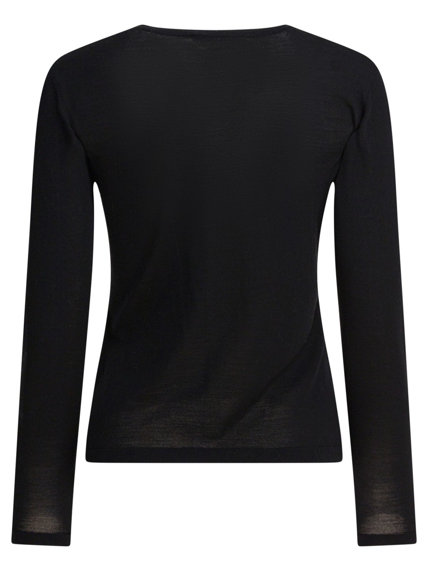 Max Mara Button-up Wool Cardigan With V-neckline In Black