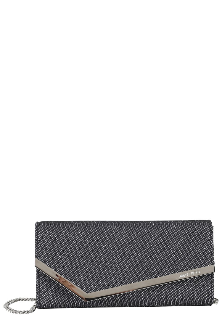 Jimmy Choo Glittered Emmie Clutch In Grey