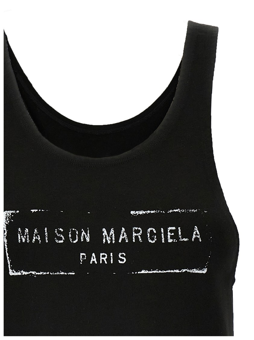 Maison Margiela Logo Stamp Tank Top In Black