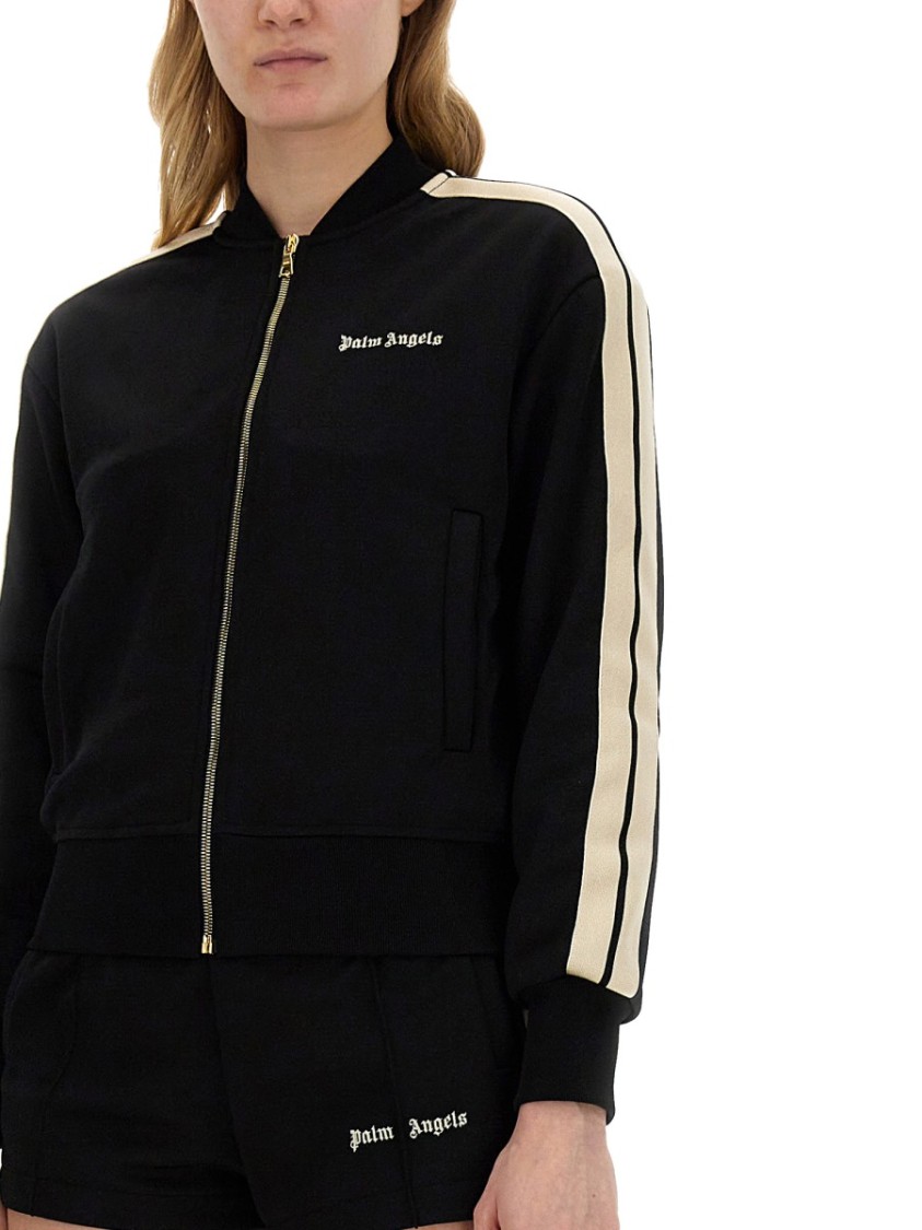 Palm Angels Track Sweatshirt With Contrast Bands In Black