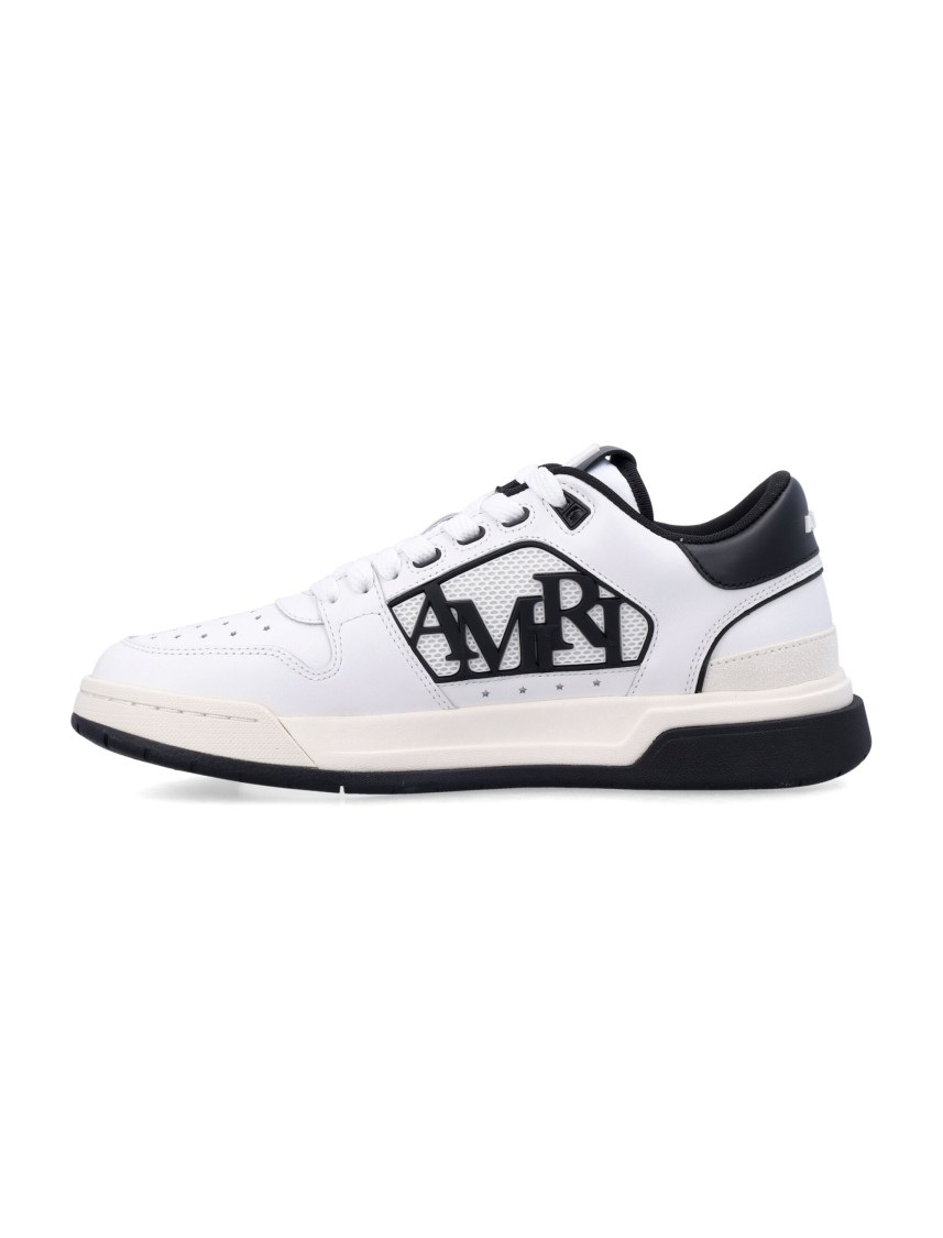 Amiri White Low Top Sneakers With Logo Patch On The Side And Contrasting Heel With Logo Lettering In Leath