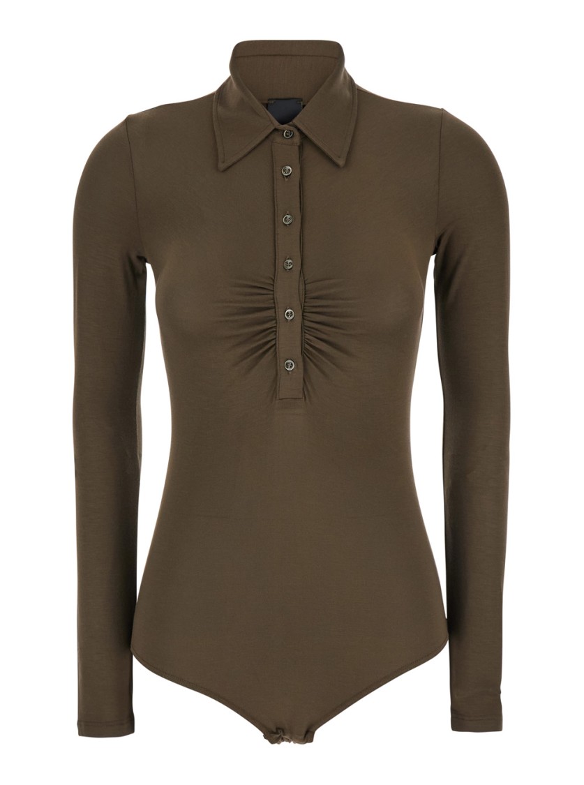 Pinko 'hardy' Brown Body With Classic Collar In Modal Blend Woman In Brown