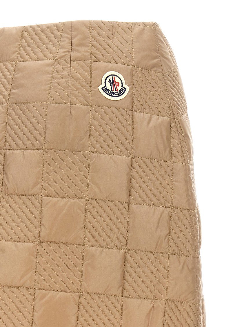 Moncler High-waisted Quilted Mini Skirt In Brown