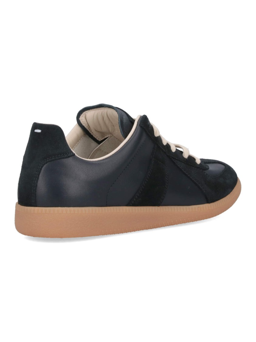 Maison Margiela Men Black Leather And Suede Replica Sneakers