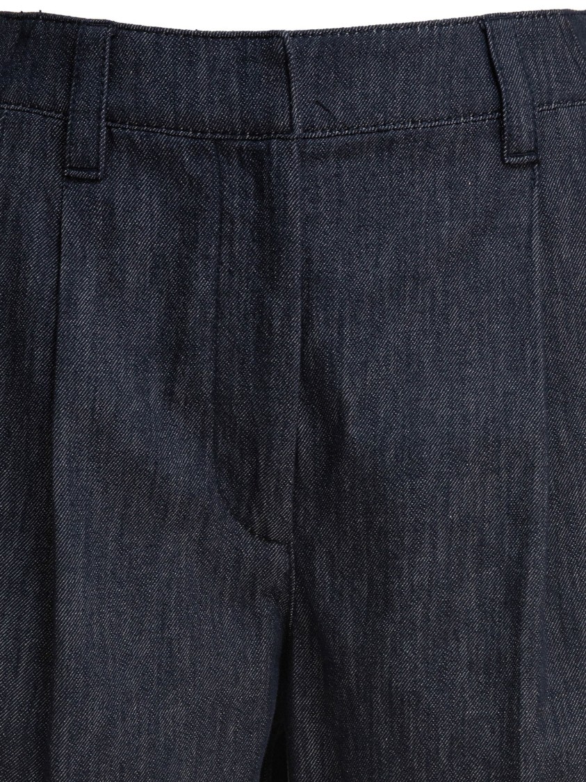 Brunello Cucinelli Tailored Dark Denim Shorts In Black