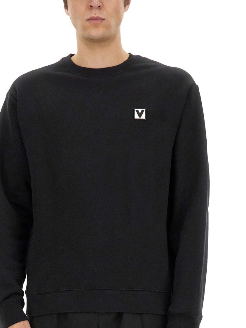 Shop Valentino Cotton Crewneck Sweatshirt With Patch