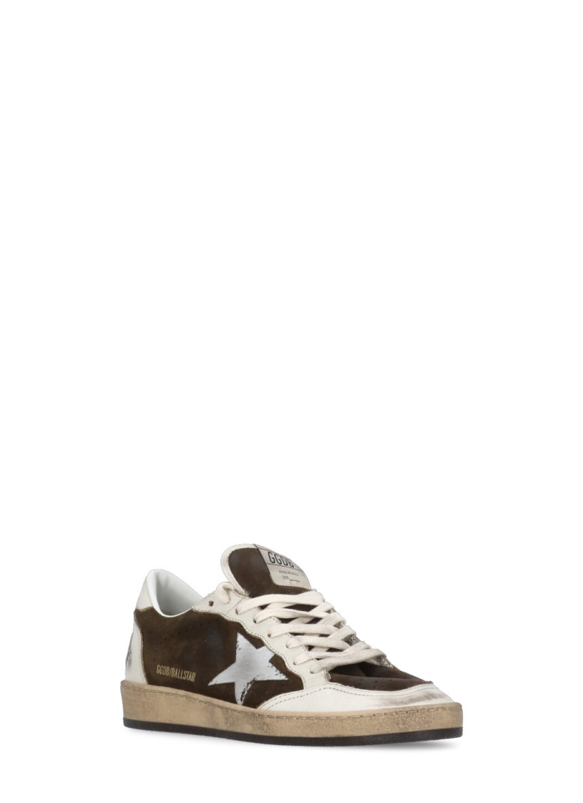 Shop Golden Goose Brown Ballstar Sneakers