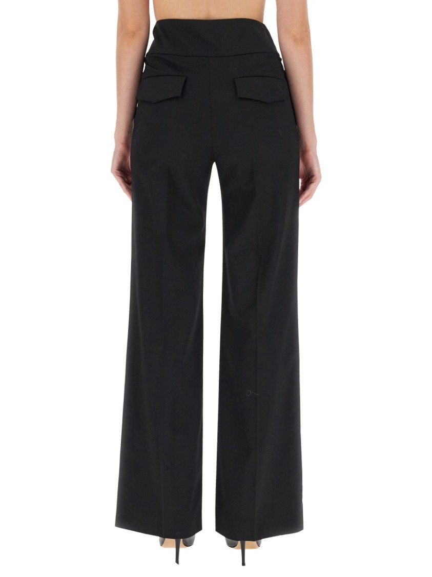 Shop Moschino High-waisted Pants With Straps And Back Pockets In Black