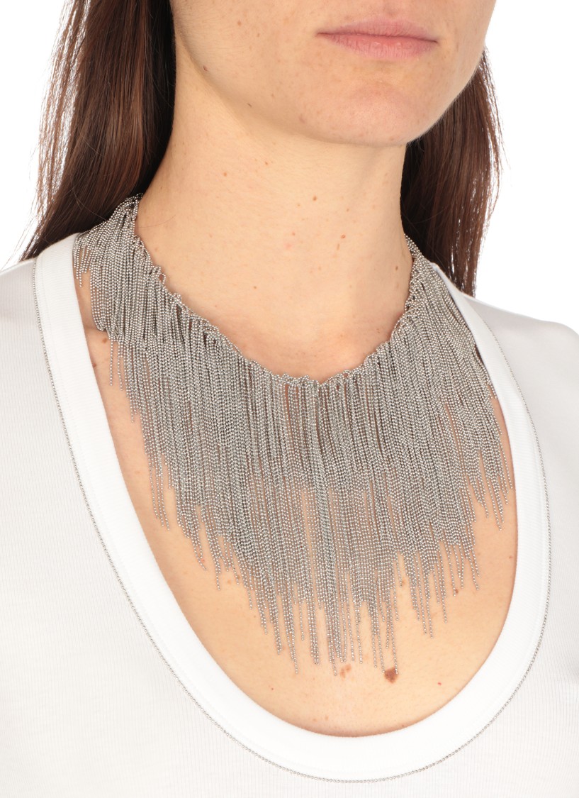 Fabiana Filippi Necklace With Fringes In Metallic