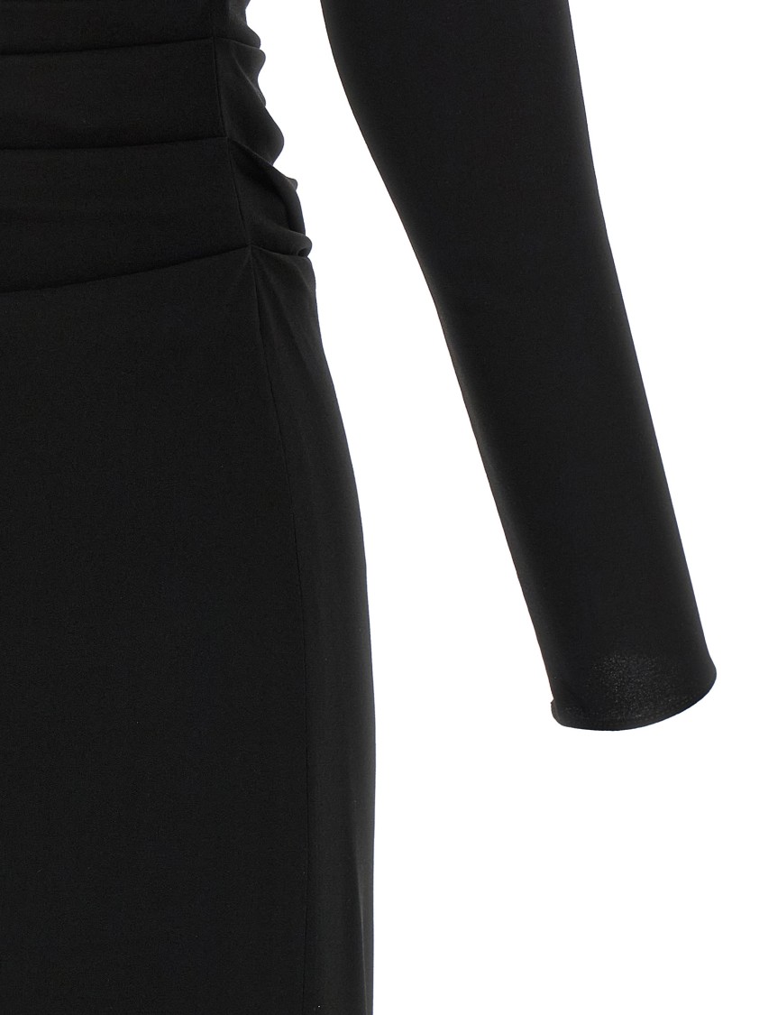 Dolce & Gabbana Draped V-neckline Midi Length Dress In Black