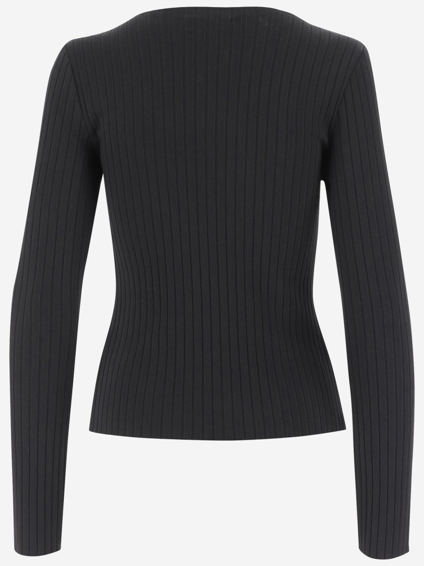 Vince Ribbed Long-sleeve High-neck Top In Black