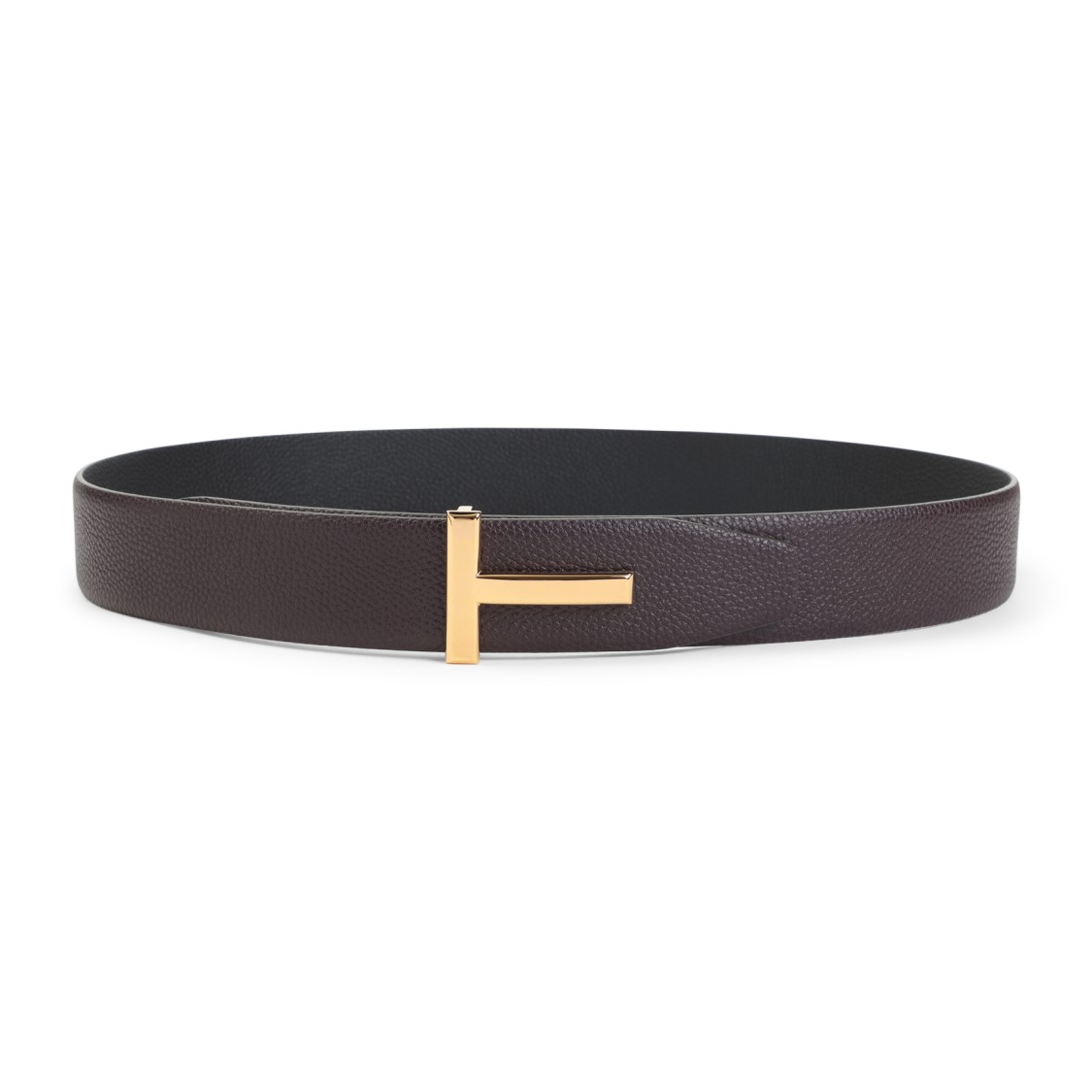Tom Ford Reversible Grained Calf Leather Belt In Gray
