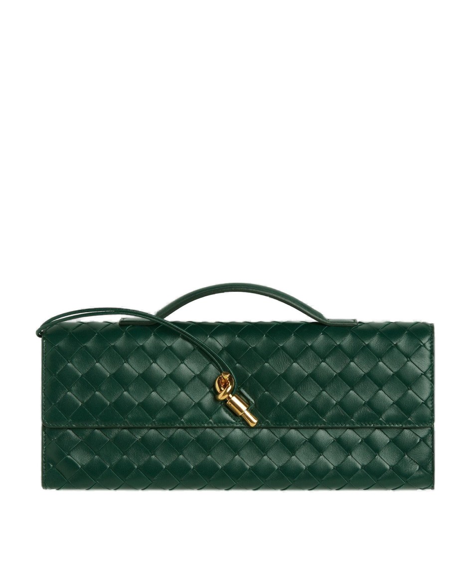 Bottega Veneta Andiamo Small Leather Top-Handle Clutch Bag