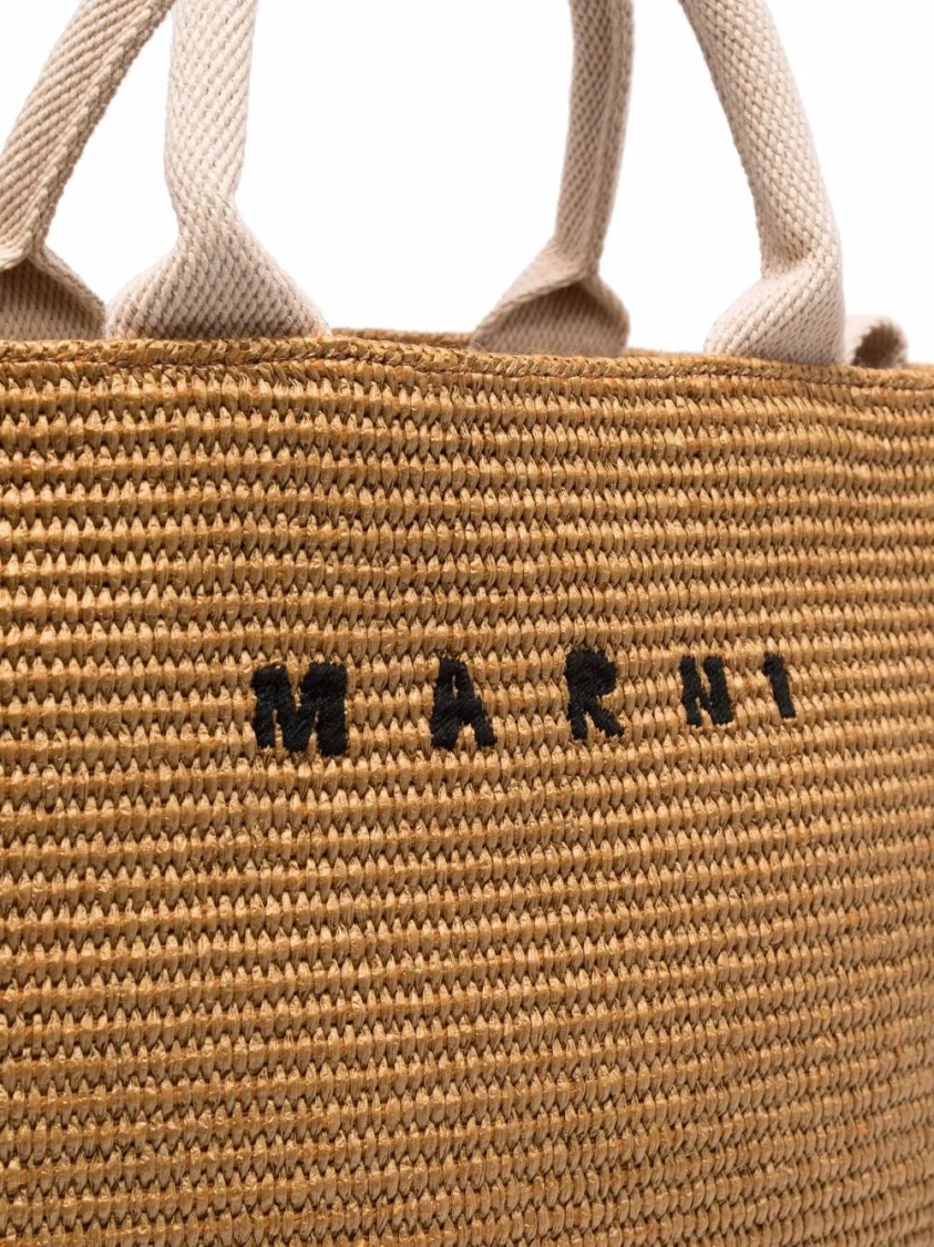 Marni Raffia-effect Canvas Small Tote Bag