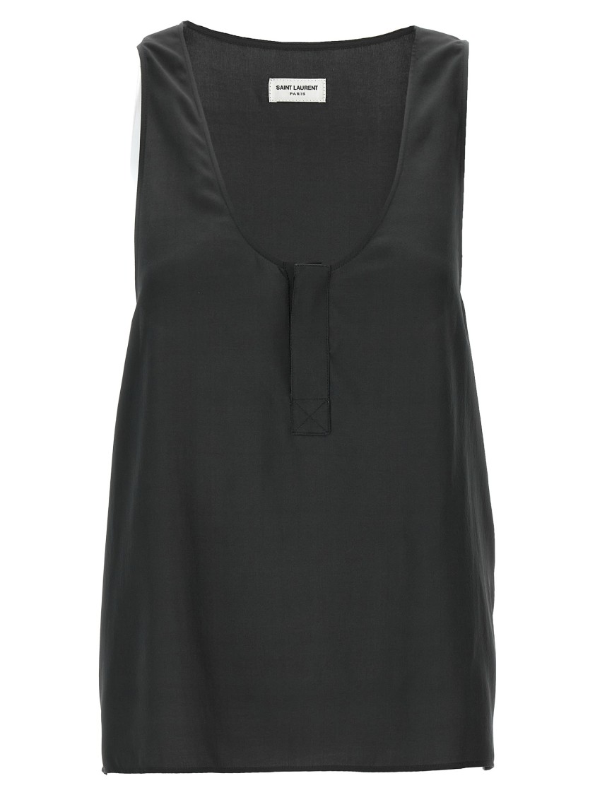 Saint Laurent Silk Tank Top In Black