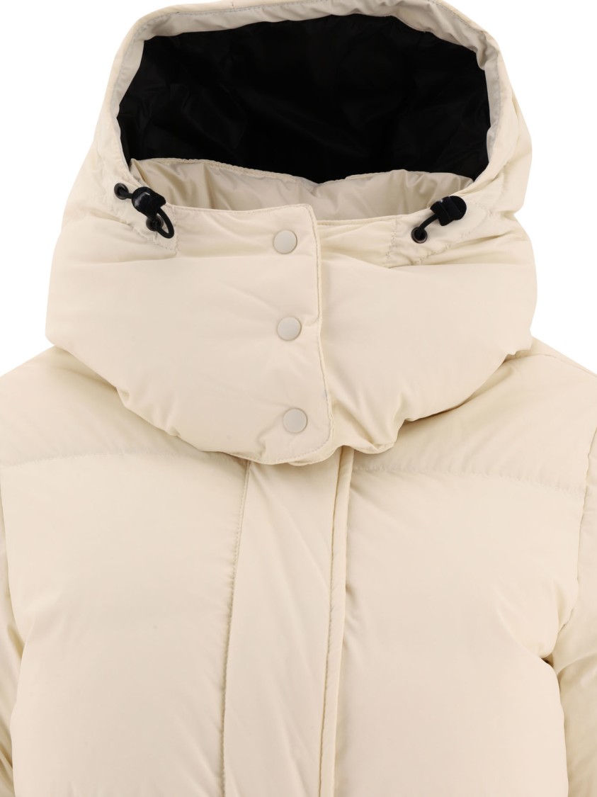 Aspesi Long Hooded Coat With Down And Feather Padding In Neutral