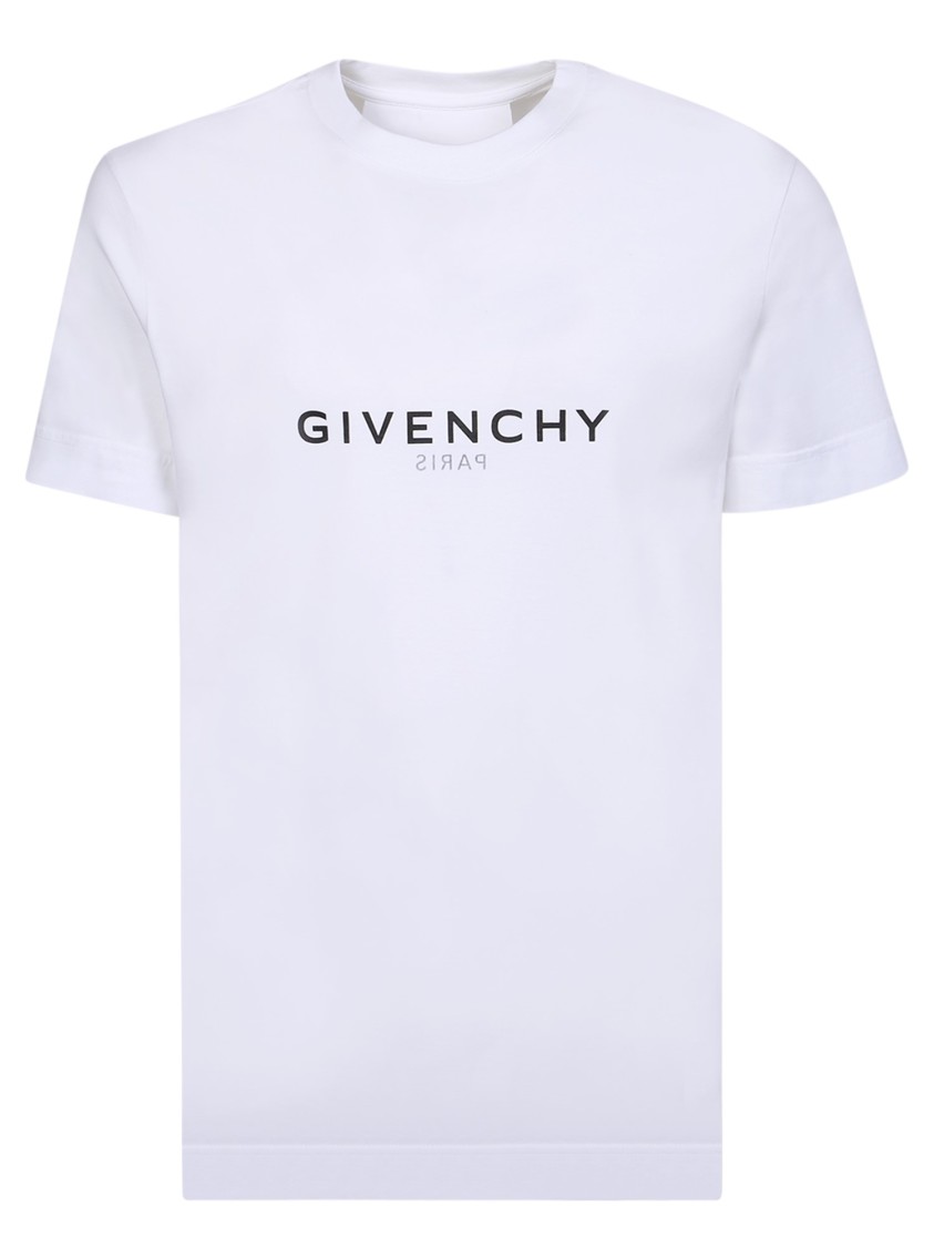 Givenchy White Crewneck T-shirt With Logo Print In Cotton Man In White