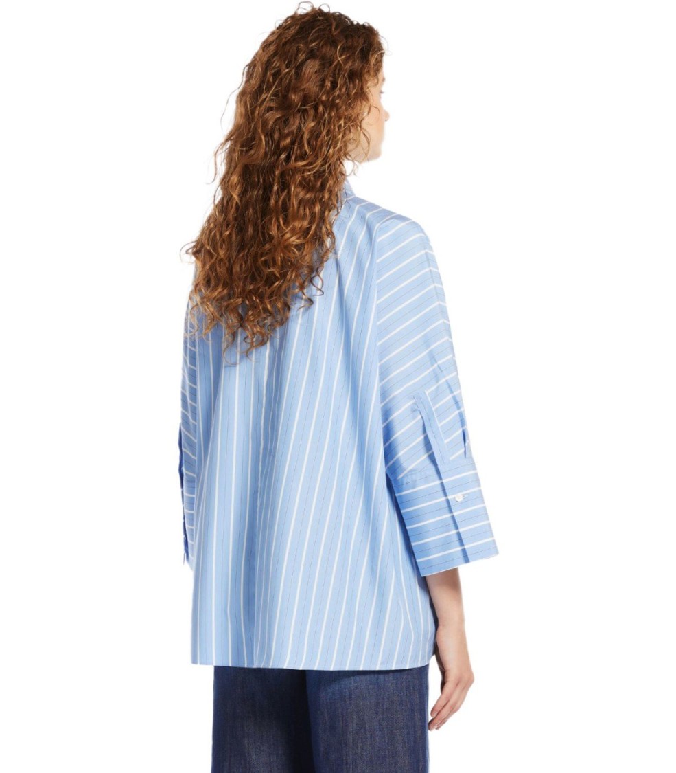 Max Mara Hudson Light Blue Striped Shirt In Blue