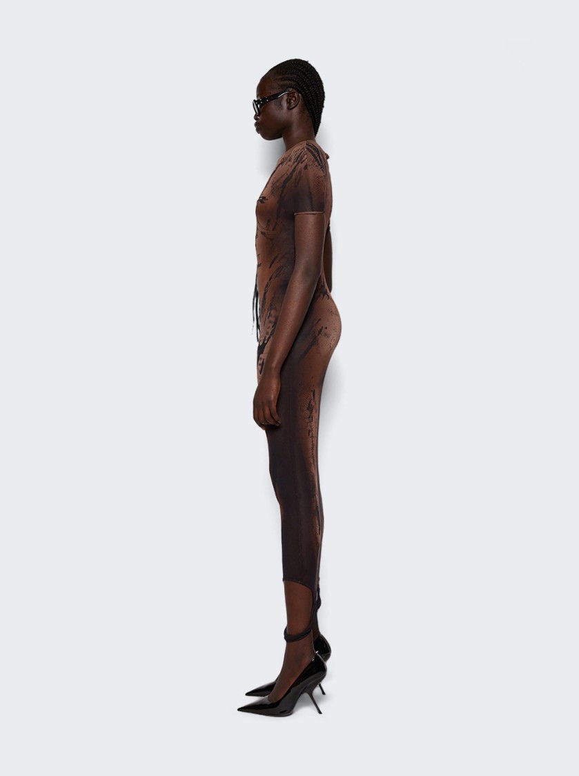 Jean Paul Gaultier X Shayne Oliver Mesh Double Side Dress In Neutrals