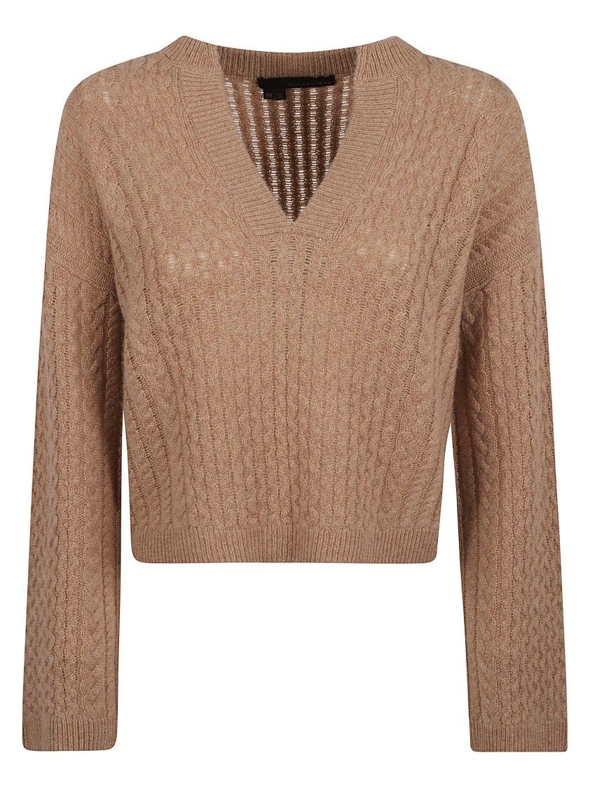 360cashmere 360 Cashmere Cropped Cable Knit Sweater In Brown