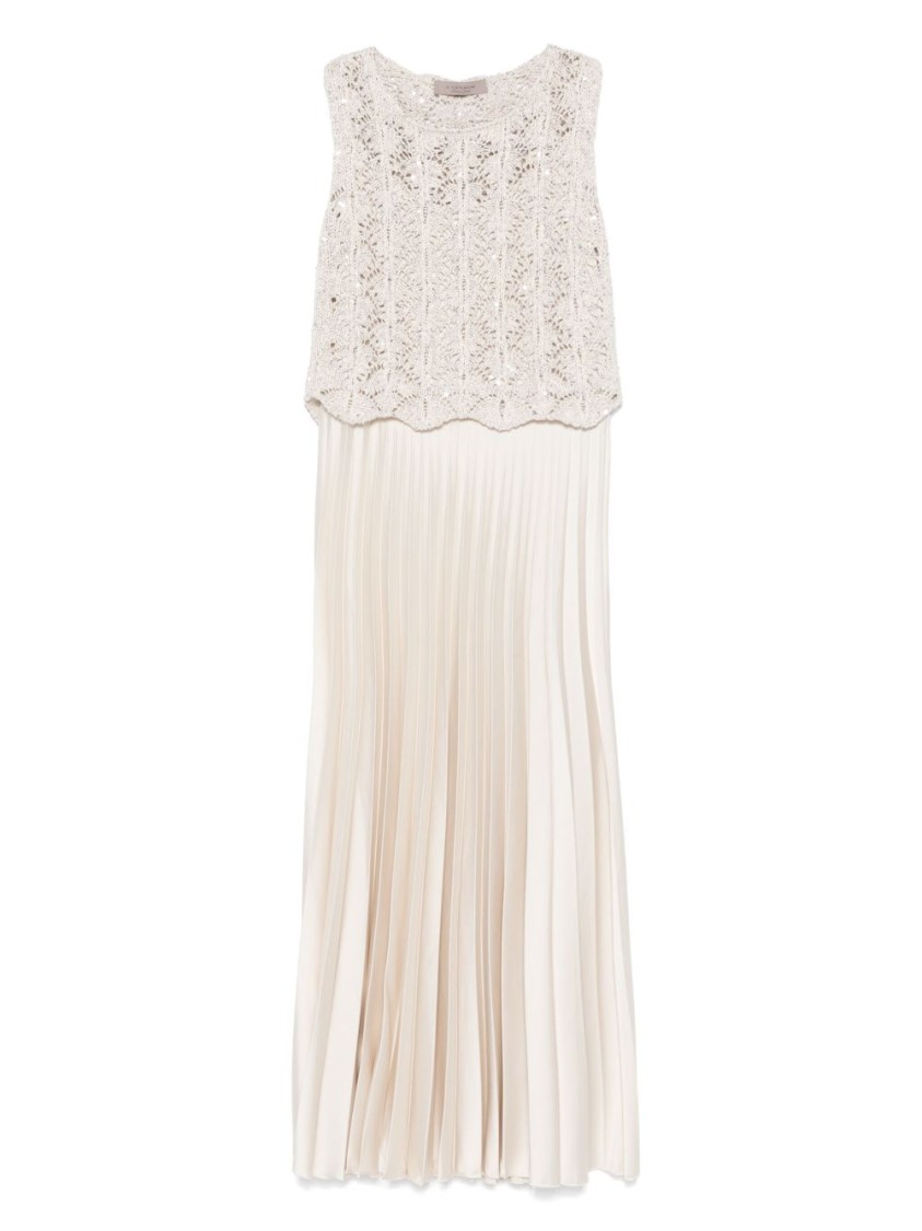 D Exterior D. Exterior Maxi Dress With Crew Neck In Neutral