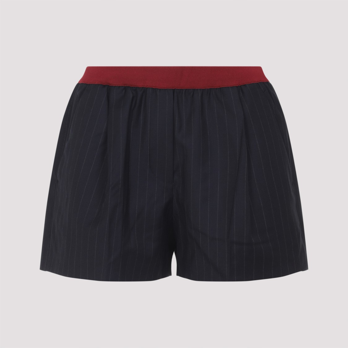 Miu Miu Tailored Black Virgin Wool Bermudas In Blue