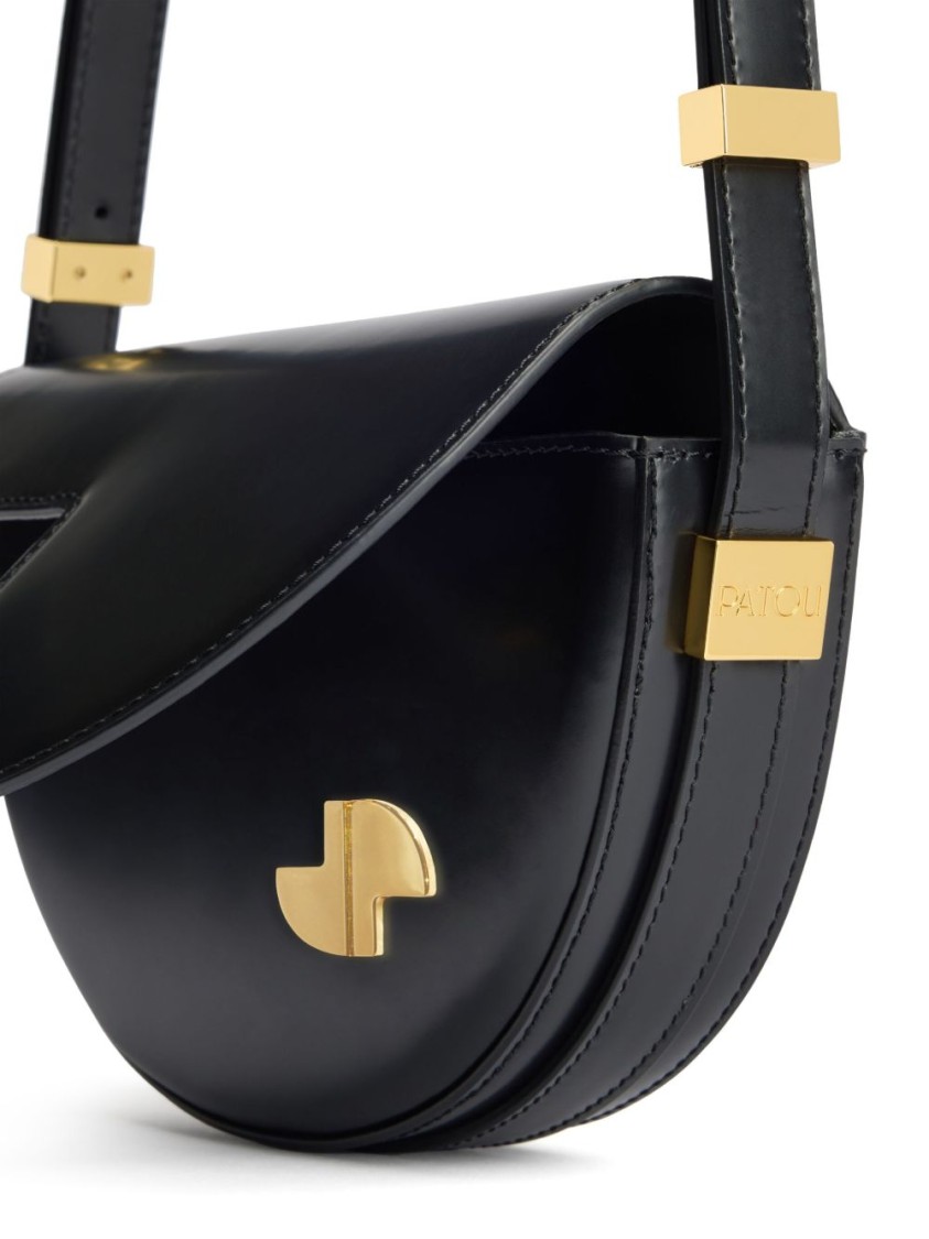 Patou Half-moon Shape Bag With Foldover Top And Magnetic Closure