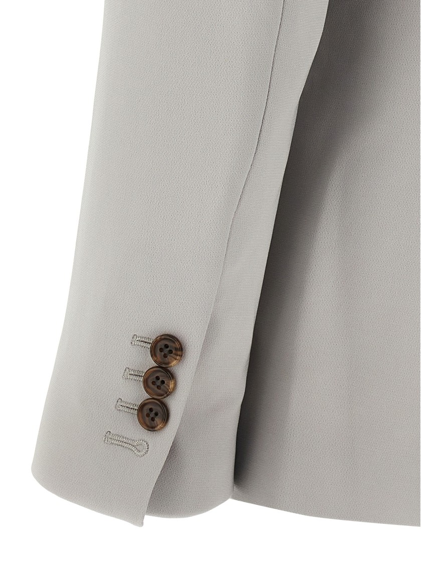 Theory Structured Blazer With Notched Lapels And Back Vent In Gray