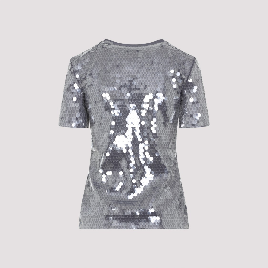 Sportmax Fitted Grey T-shirt With Hexagonal Sequin Detailing In Grey