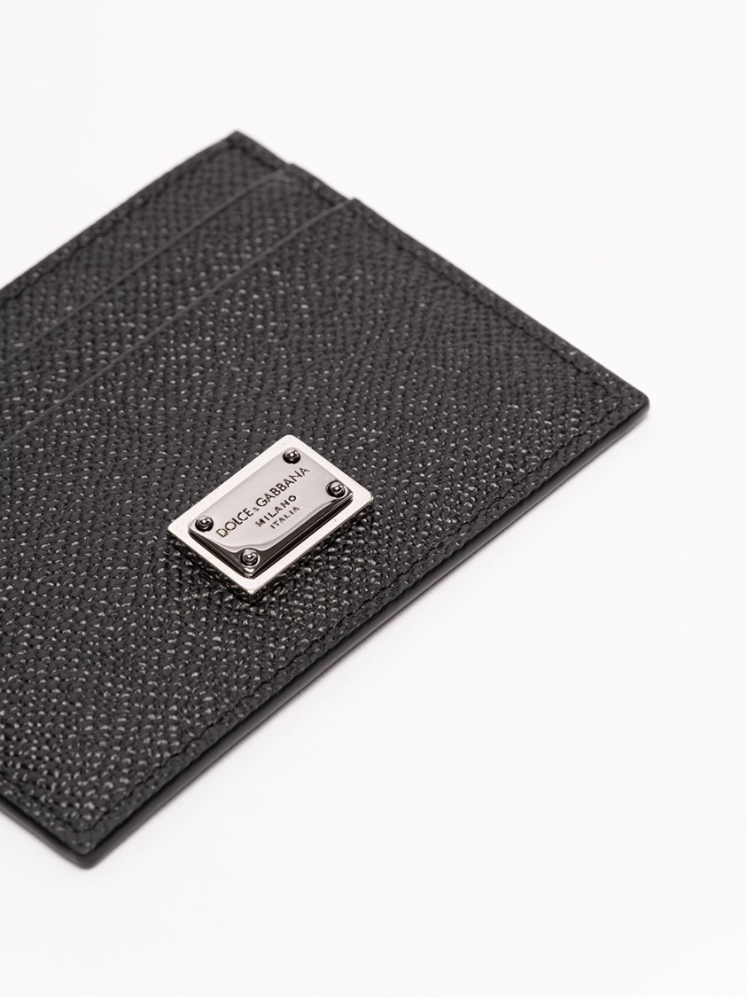 Dolce & Gabbana Black Calf Leather Card Holder In Black