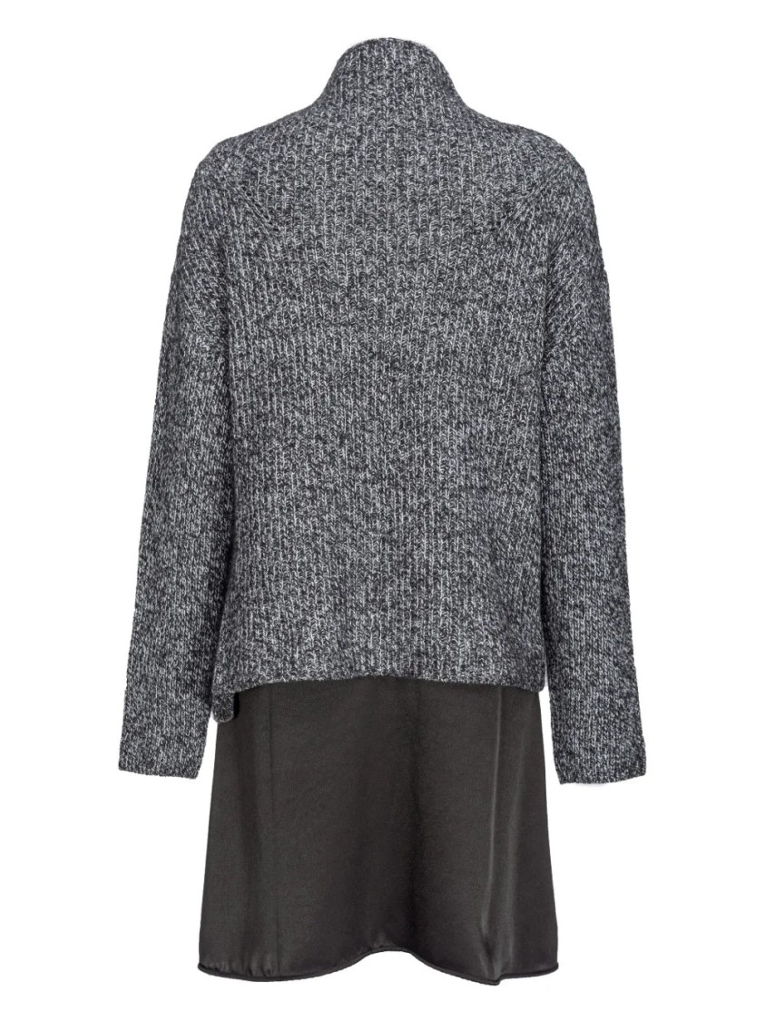 Pinko Bimaterial Dress With Wool Blend Sweater In Gray
