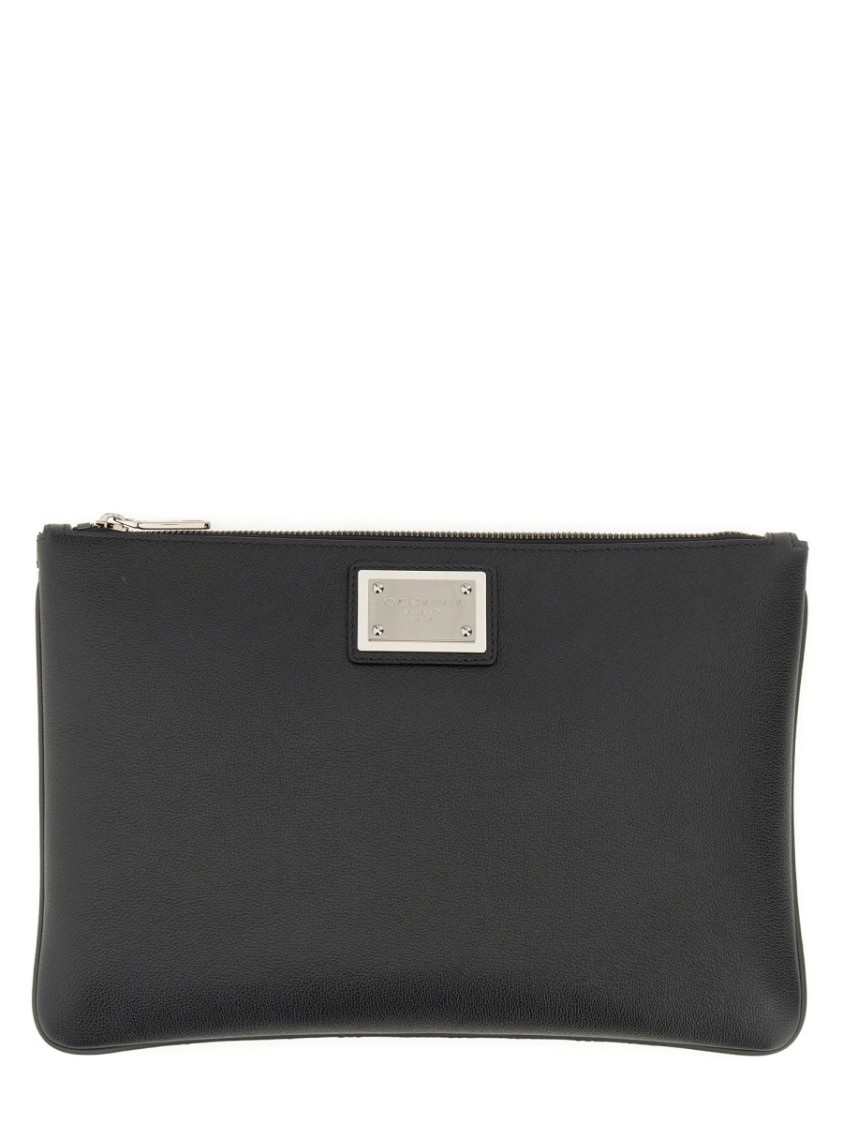 Dolce & Gabbana Men Clutch With Logo Plaque In Black