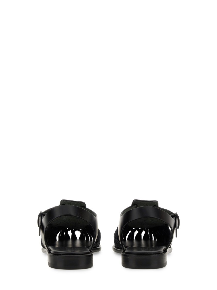 Hereu Smooth Grain Leather Cage Design Sandals