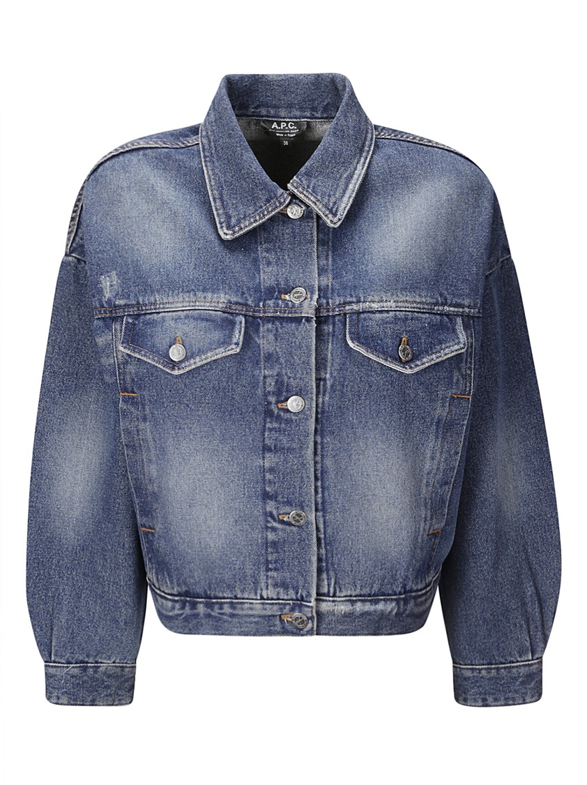 Shop Apc A.p.c. Denim Jacket With Four Front Pockets In Blue