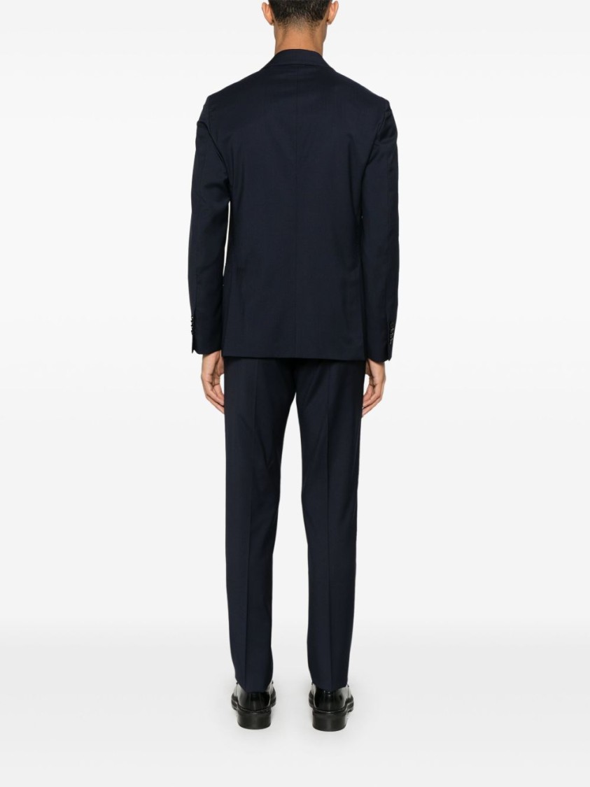 Lardini Single-breasted Crepe Suit In Blue
