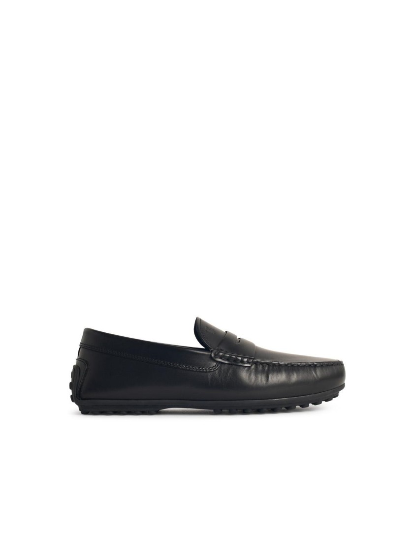Tod's Penny Strap Round Toe Loafers In Black