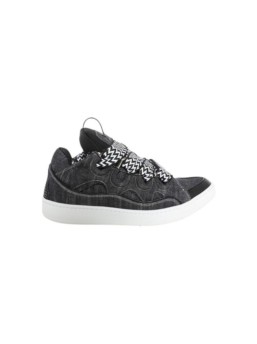 Shop Lanvin Denim Curb Sneakers Black