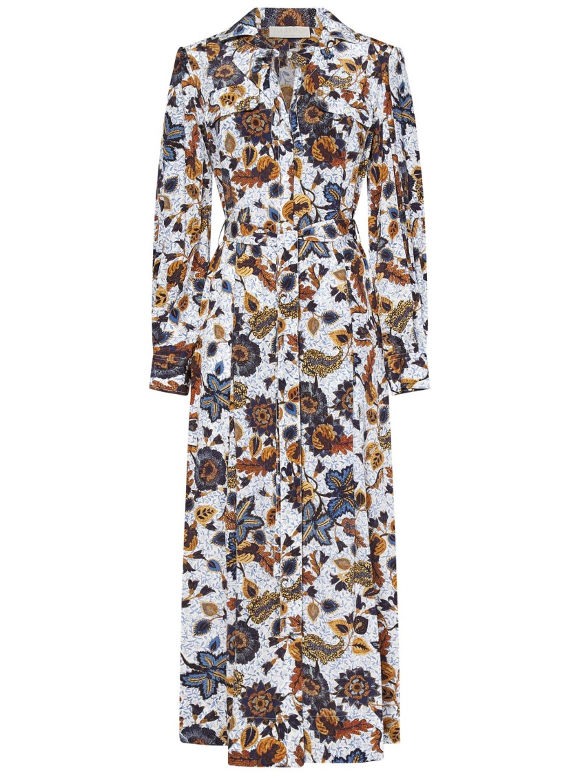 Shop Ulla Johnson Floral Print Midi Shirt Dress In Multicolor