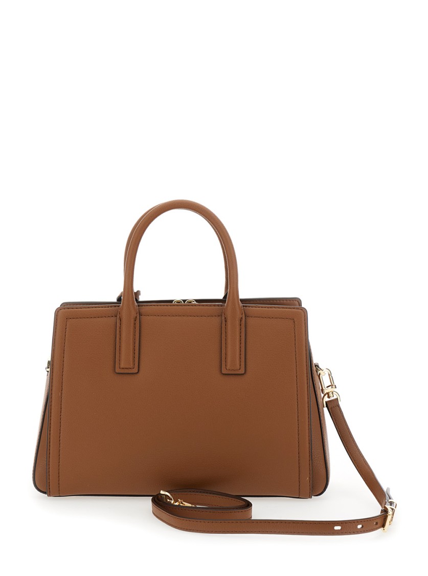 Michael Michael Kors Brown Handbag With Metallic Lettering Logo And Pendant In Brown