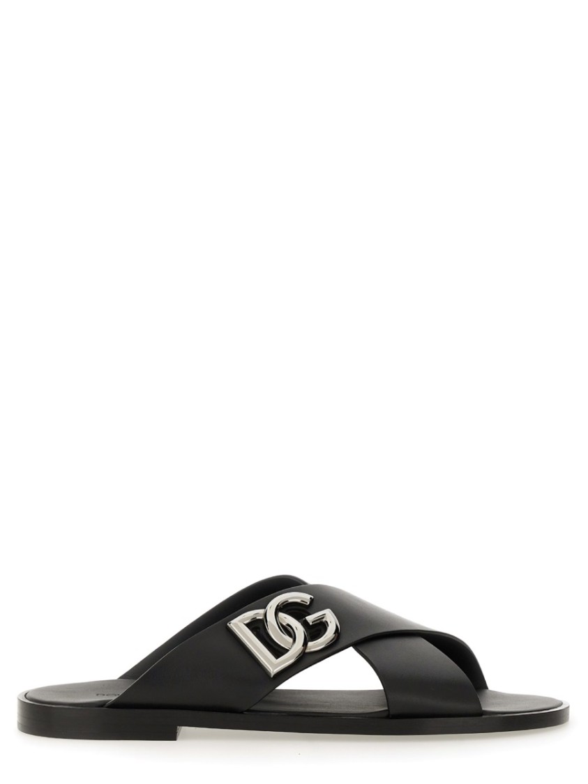 Shop Dolce & Gabbana Leather Sandal In Black