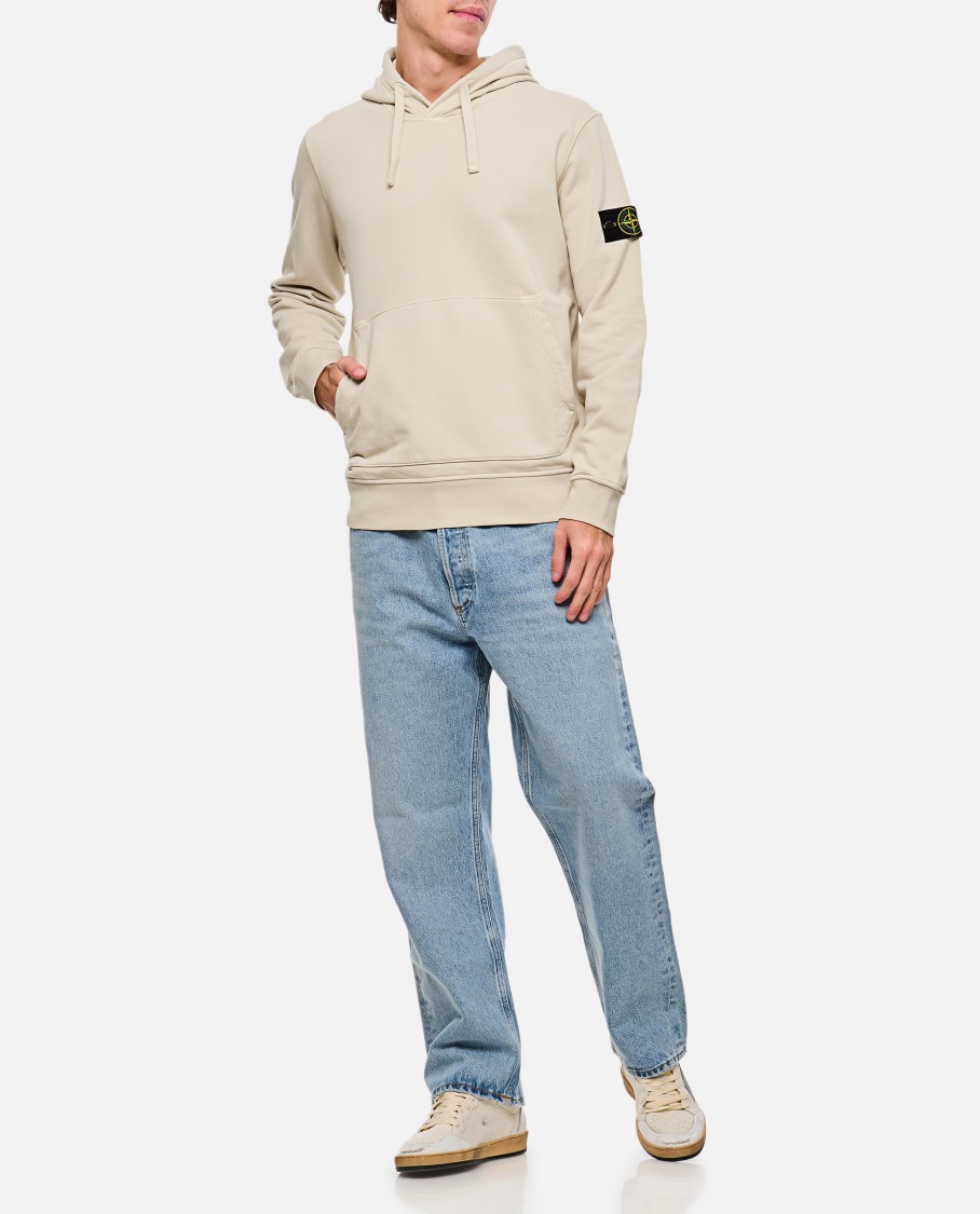 Stone Island Classic Hooded Sweatshirt With Kangaroo Pocketlogo Patch In Neutrals