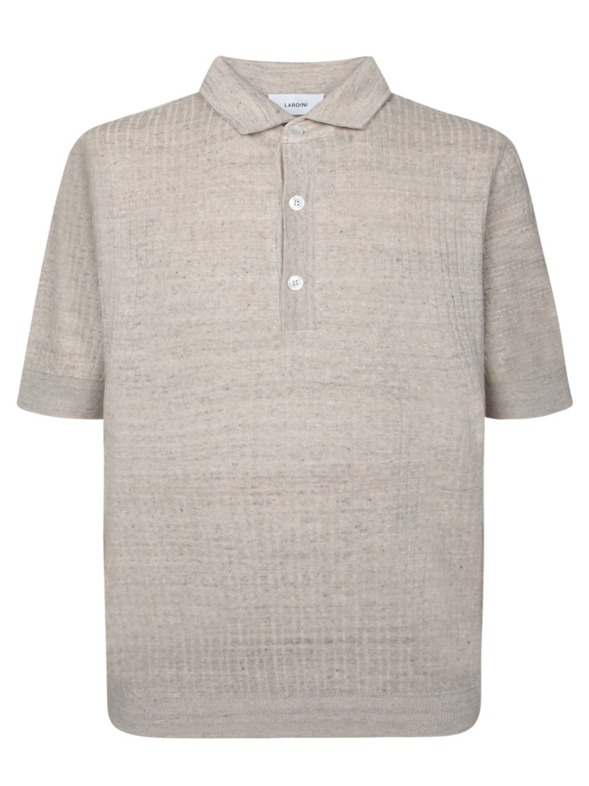 Lardini Textured Beige Polo T-shirt With Buttoned Placket In Neutrals