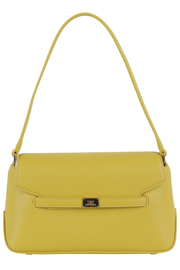 ELISABETTA FRANCHI ELISABETTA FRANCHI TEXTURED FINISH SHOULDER BAG WITH LOGO-EMBELLISHED STRAP