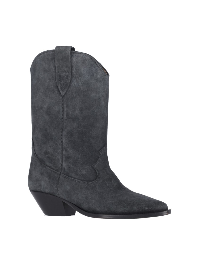 Isabel Marant Mid-height Block Heel Suede Western Boots In Gray