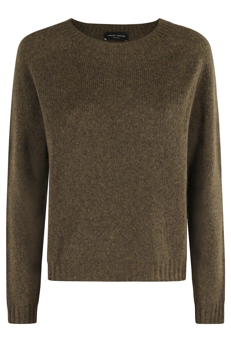 Roberto Collina Relaxed Fit Long-sleeved Knit Sweater In Green