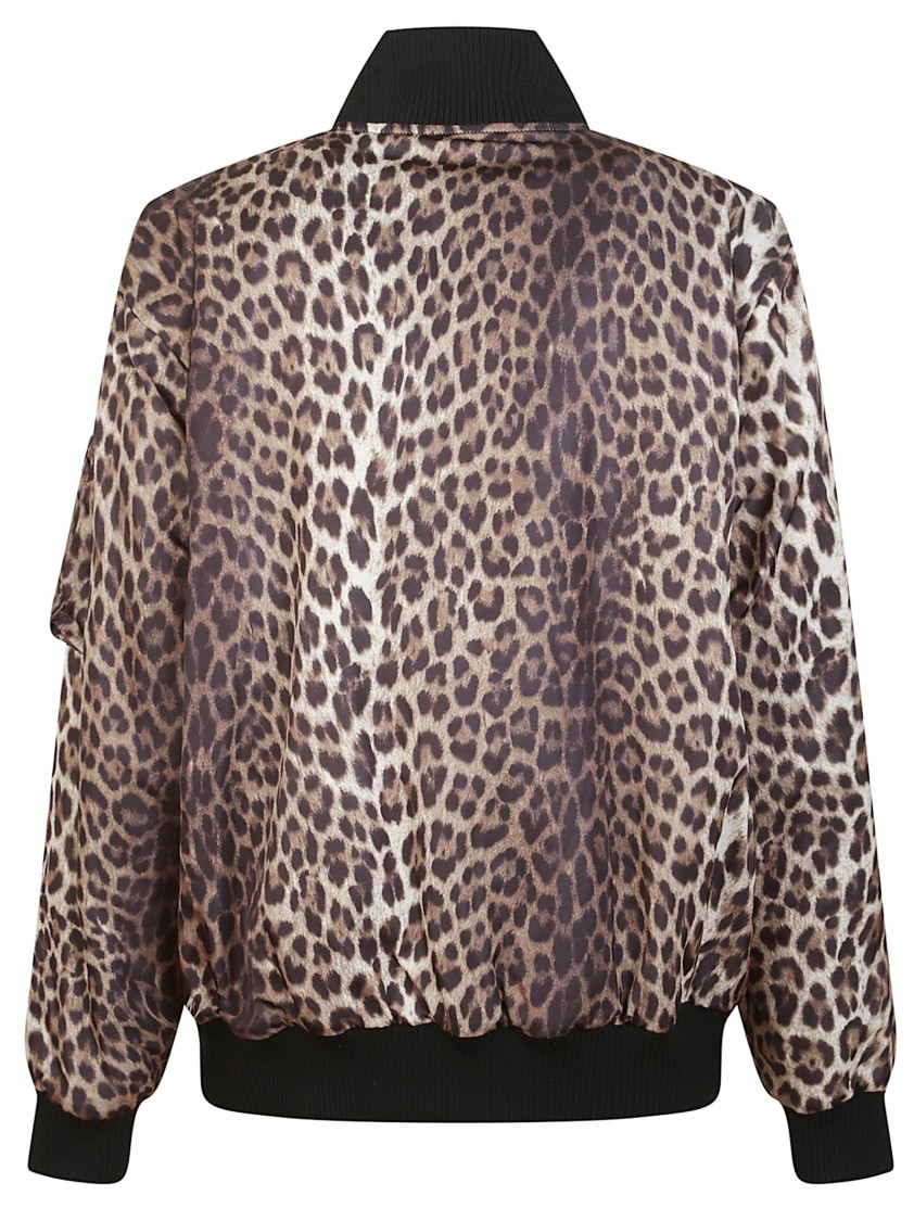 P.a.r.o.s.h . Reversible Leopard Print Bomber Jacket With Iconic Logo In Brown