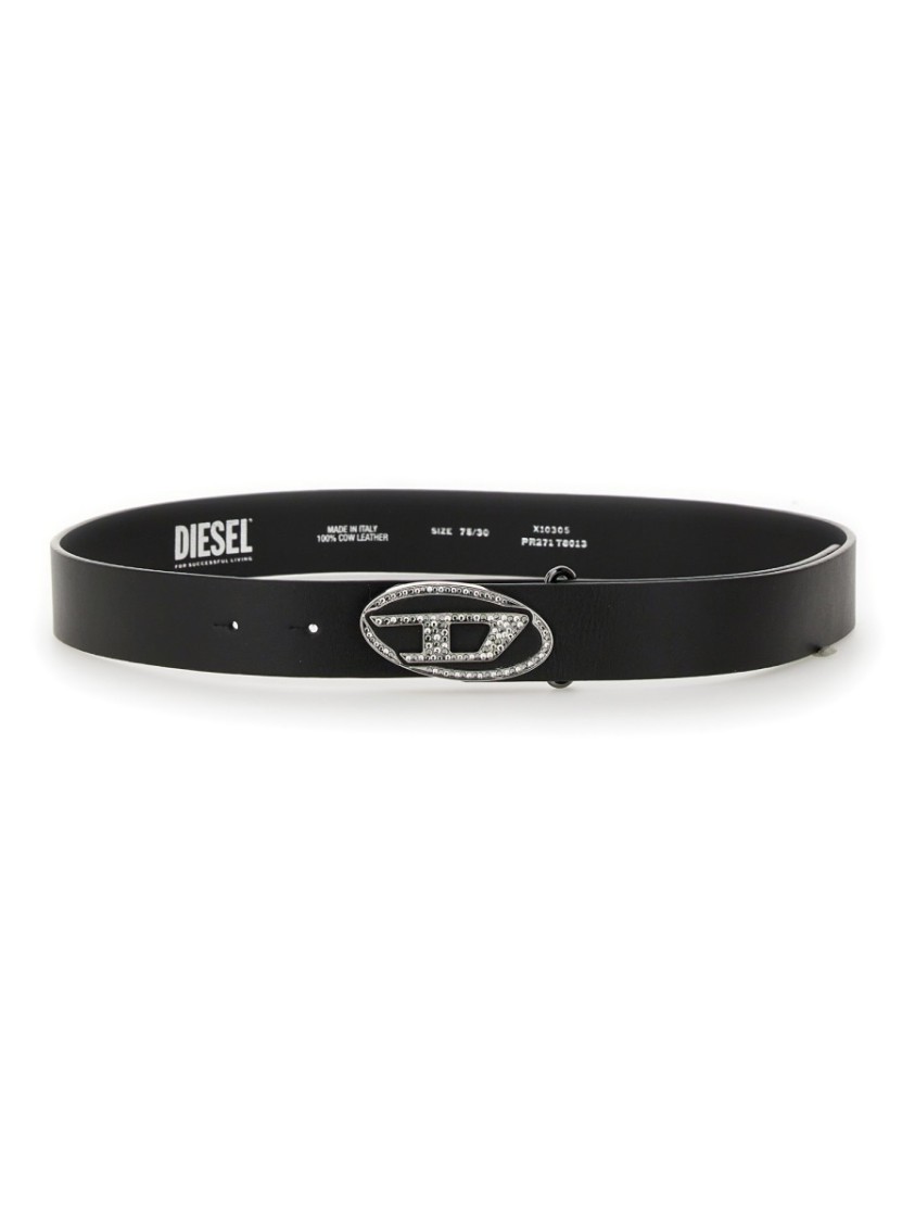Diesel Women Belt With Logo In Black