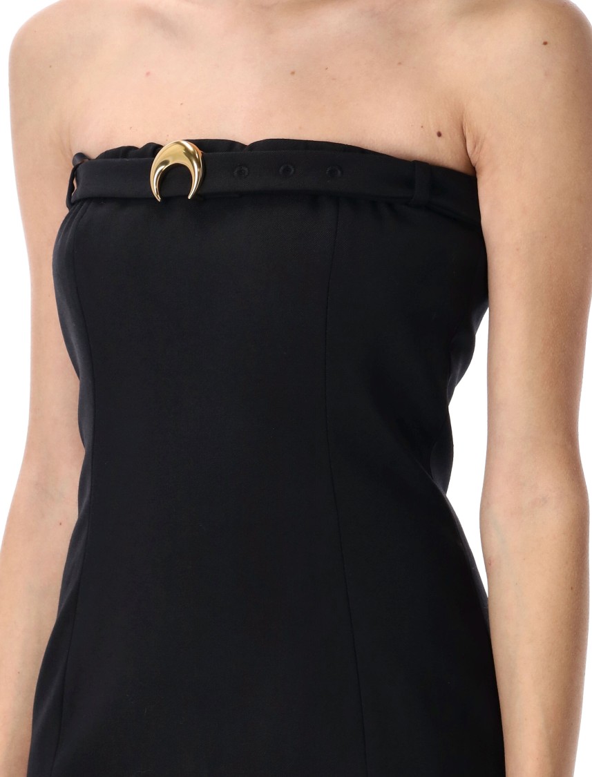 Shop Marine Serre Virgin Wool Twill Mini Dress In Black