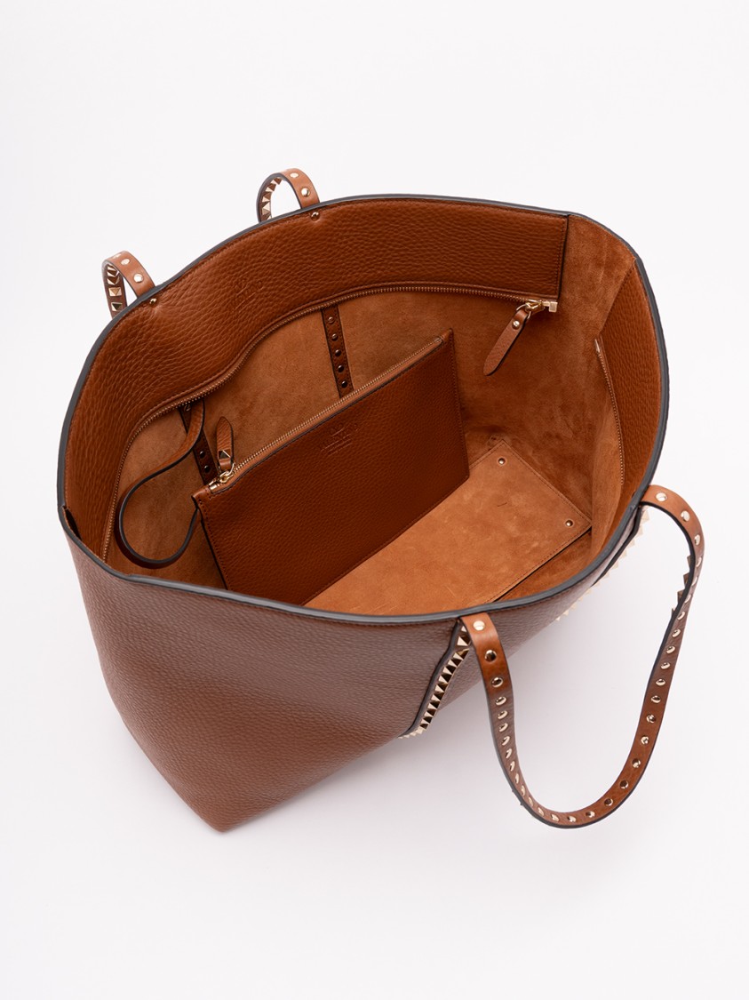 Valentino Garavani Rockstud Tote With Edgy Embellishments In Brown