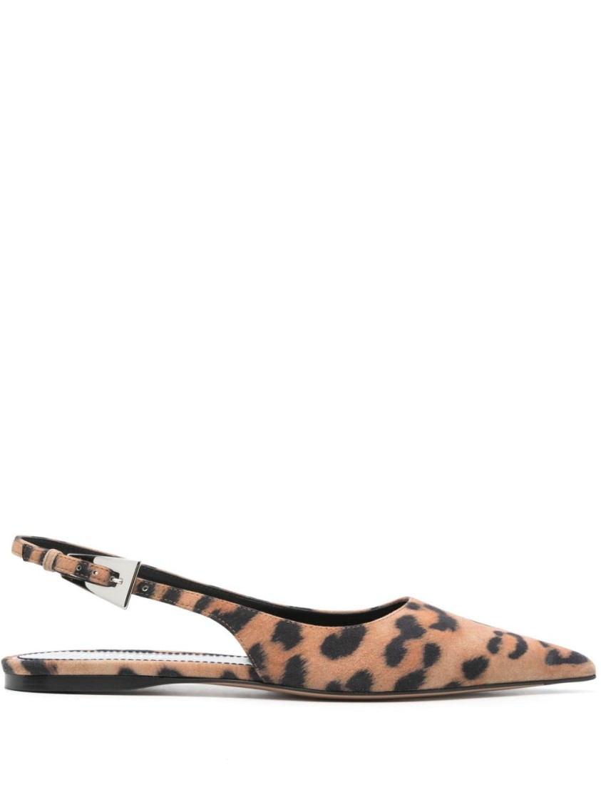 Paris Texas Pointed Toe Slingback Flats In Brown